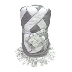 Little Giraffe Bliss Fringed Windowpane Blanket - 40” x 58” - Charcoal / White